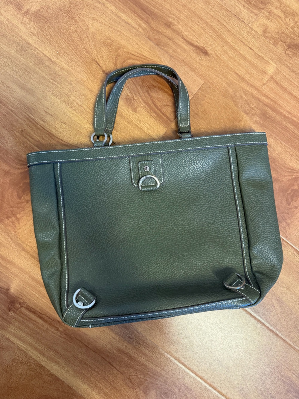Tommy Hilfiger Olive Green Pebbled Leather Handbag